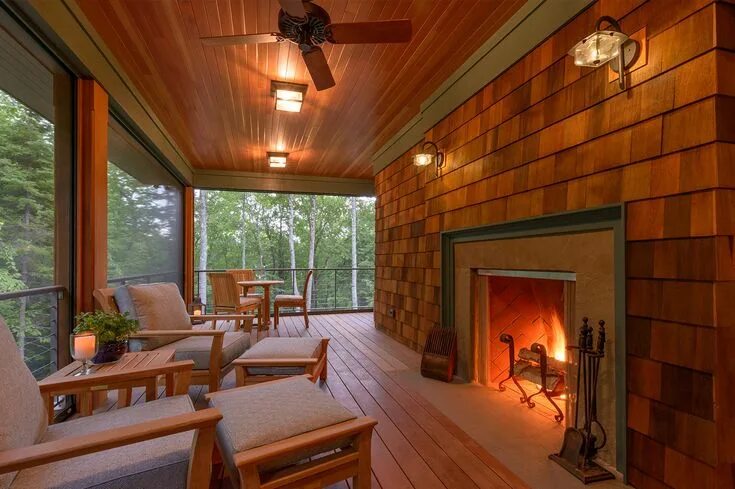 Освещение веранды в частном доме фото дизайн Sheldon Pennoyer Architects - Pyramid House, Sunapee Region, NH Outdoor rooms, O