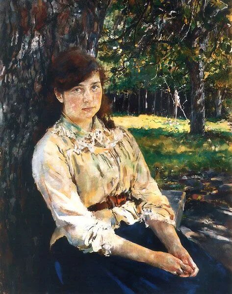 Освещенная солнцем фото Valentin Serov - Girl in the Sunlight Serov, Russian art, Portrait artist