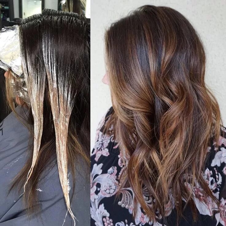 Осветление прядей на темных волосах фото Chocolate caramel blonde . . . #balayage #hairpainting #handpainted #babyli. Bal