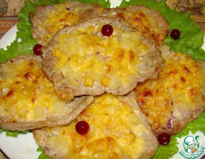 Отбивные с ананасами и сыром фото Отбивная с ананасом - кулинарный рецепт
