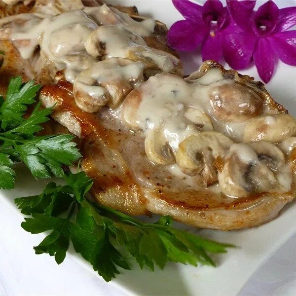 Отбивные с грибами с фото Mushroom Pork Chops Recipe Recipes, Mushroom pork chops, Cooking recipes