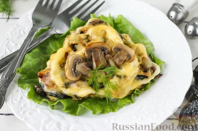 Отбивные с грибами с фото Мясные блюда, Говядина, В духовке, Блюда из шампиньонов, Шампиньоны жареные, Гри