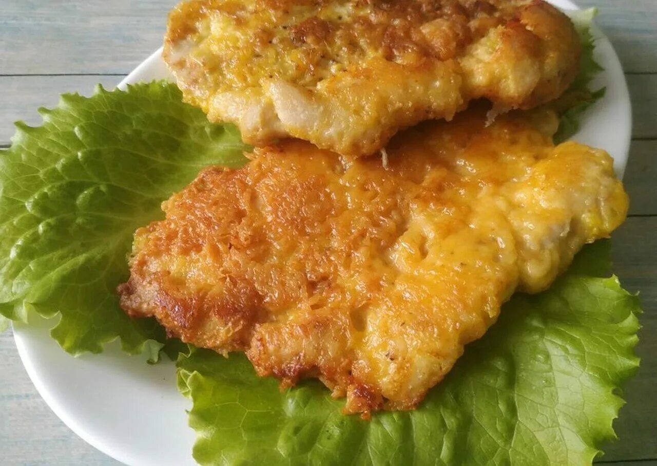 Отбивные в кляре с сыром фото Куриное филе запечённое в кляре