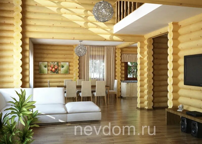 Оцилиндрованное бревно дома фото внутри Проект дома из оцилиндрованного бревна 225 м2, цена под ключ 2 070 000 руб - "Не