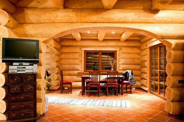 Оцилиндрованное бревно дома фото внутри Интерьер дома из бруса Cabin style, Wood architecture, Cabin life
