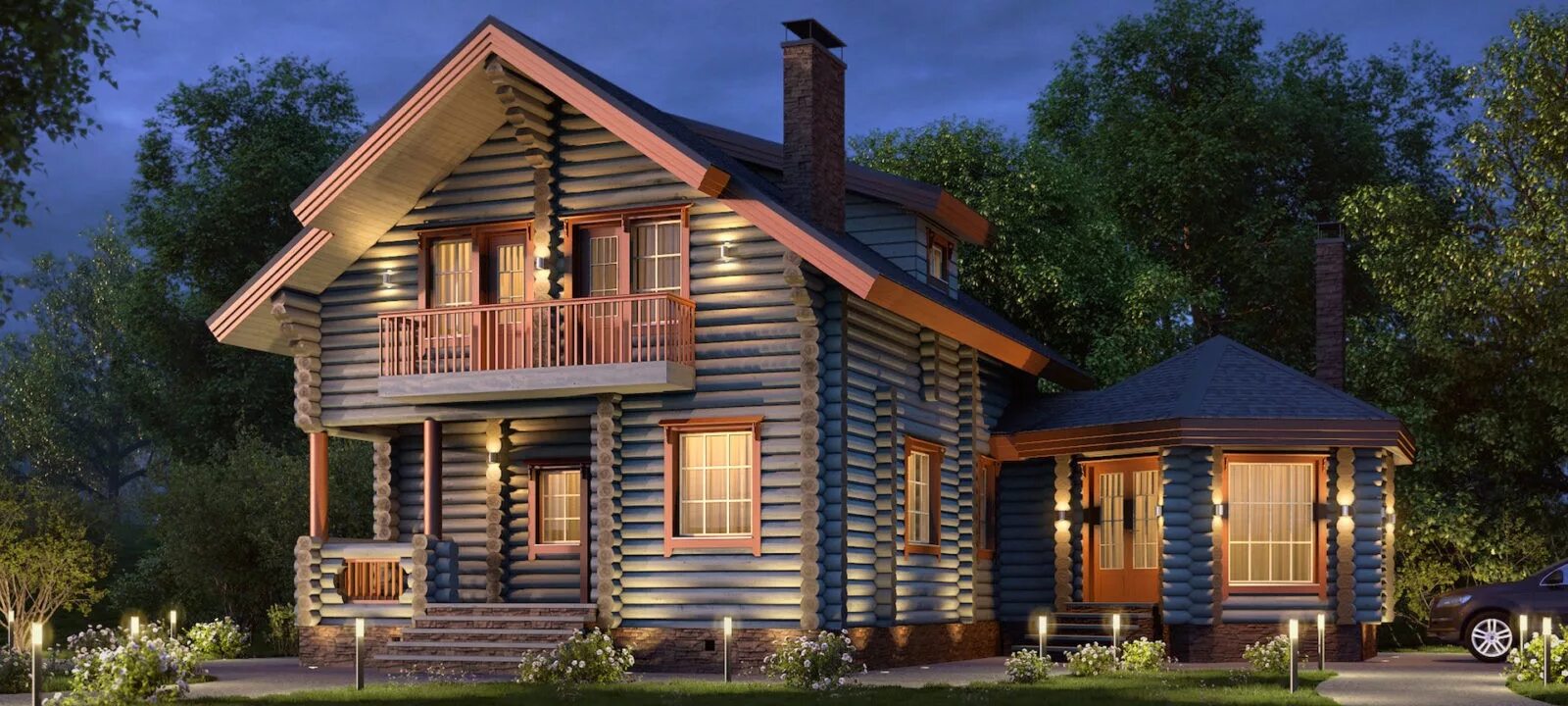 Оцилиндрованное бревно проекты домов фото Проект деревянного дома "Аура" - House Forest