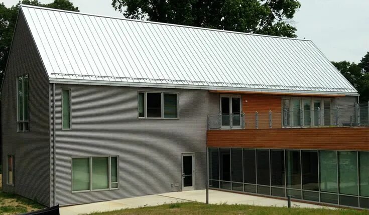 Оцинкованная крыша фото домов ATAS Corrugated Panel & Dutch Seam Roof in Silversmith coordinate very nicely! C