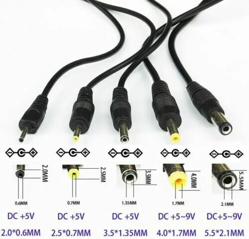 Отверстие для подключения различных устройств 4 буквы USB A Male Port to 5.5mm / 2.0mm 5V DC Barrel Jack Power Cable Connector Cord Yc