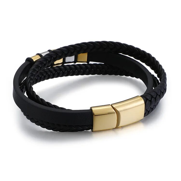 Отзывы о ювелирной компании мужской стиль Fibo Steel Custom Supported 7.5-8.5 Inches Stainless Steel Braided Leather Cuff 