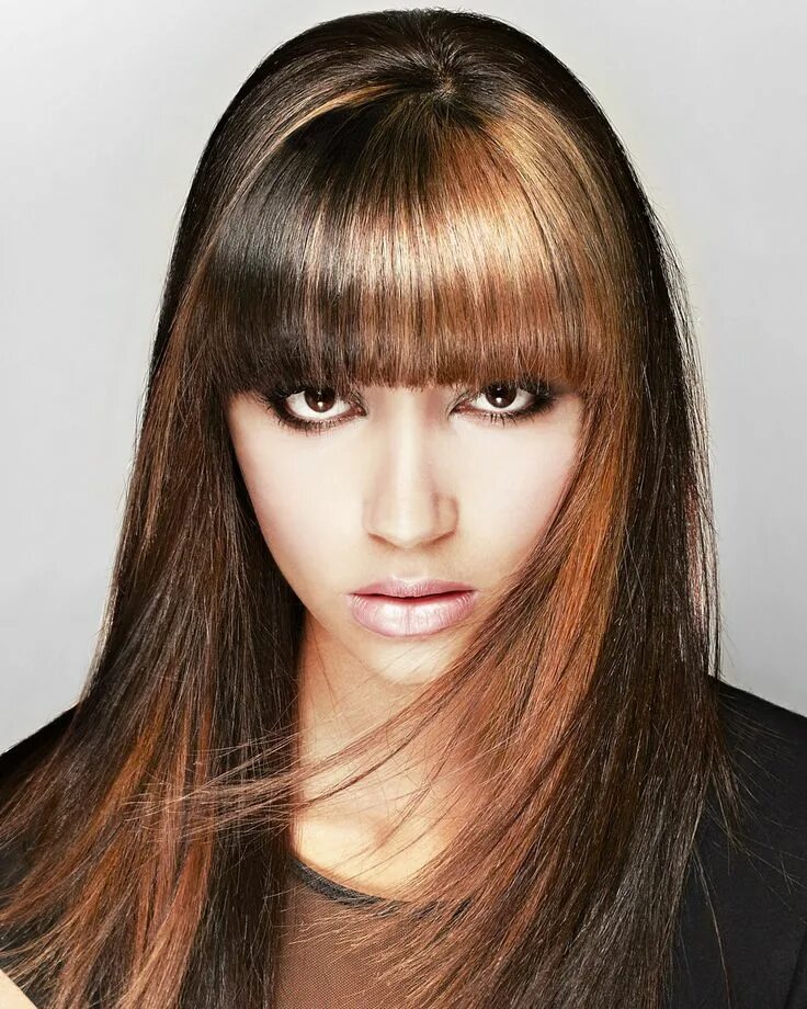 Овальная челка с длинными волосами фото Gorgeous colour from my Global colour collection Long hair with bangs, Hair styl
