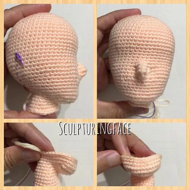 Овальная голова крючком амигуруми схема Crochet amigurumi doll face by Sculpturingface. (Inspiration). Вязаные куклы, Ид