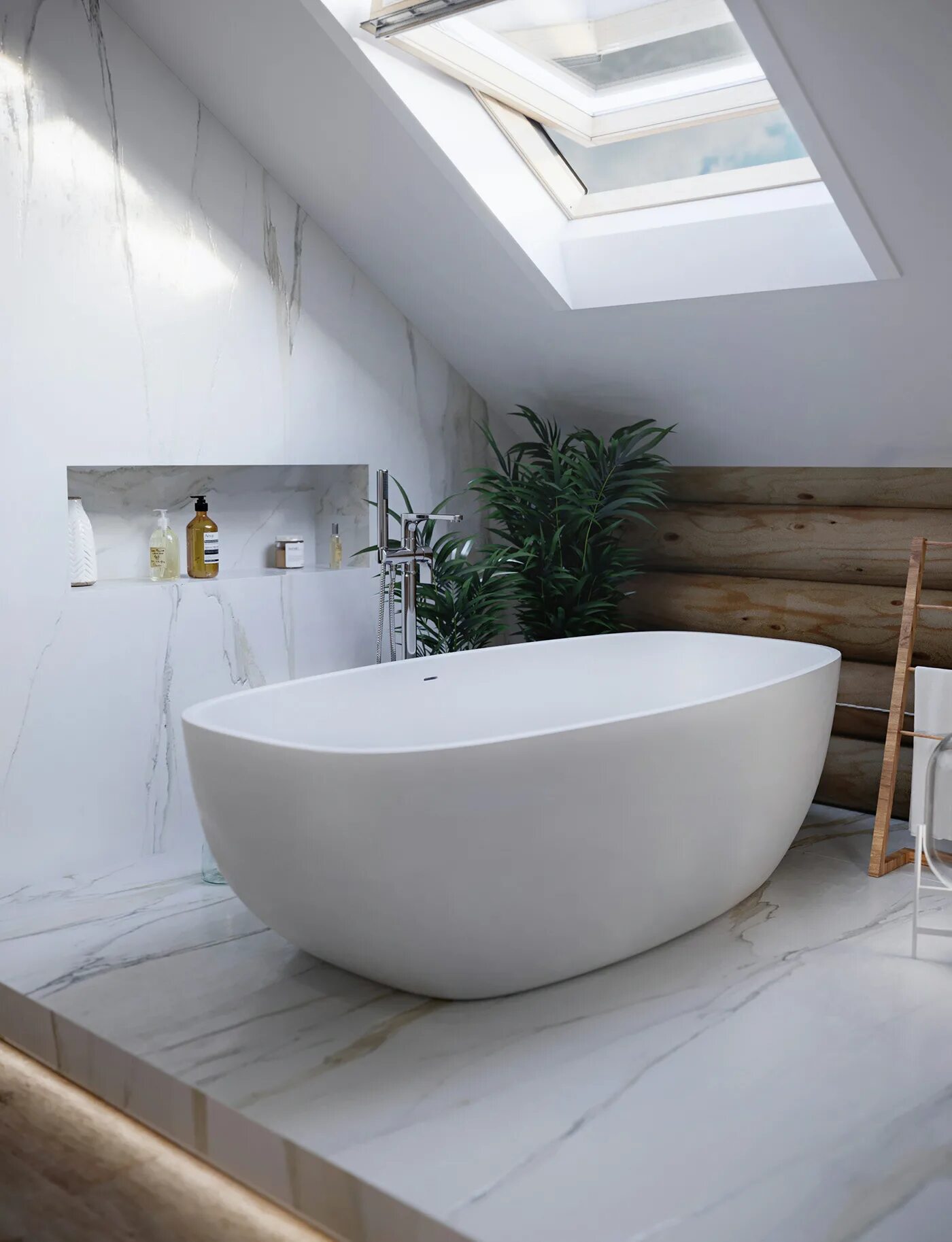 Овальная ванна в интерьере Bathroom. VR (9) Images :: Behance