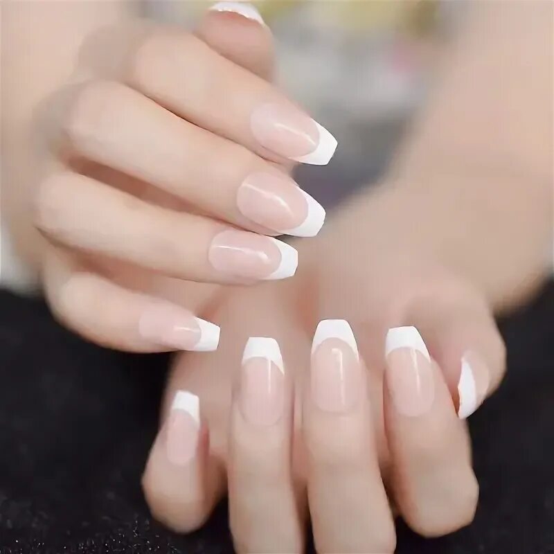 Овально квадратные ногти маникюр BALLERINA *FRENCH MANICURE* Full Cover Coffin Beige Transparent 24 Nails + Glue!