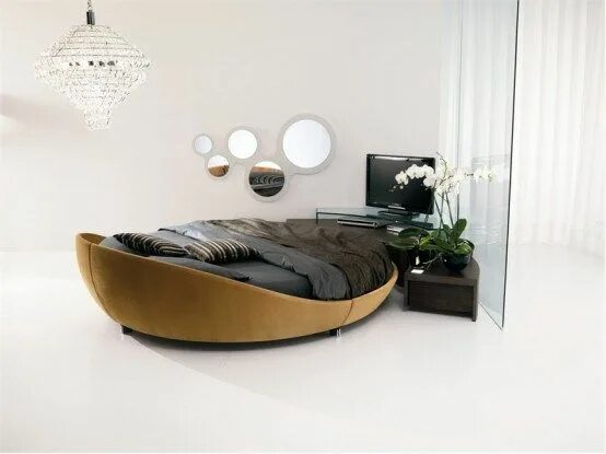 Овальные кровати фото Modern Leather Round Beds by Prealpi Design Interior (Modern Leather Round Beds 