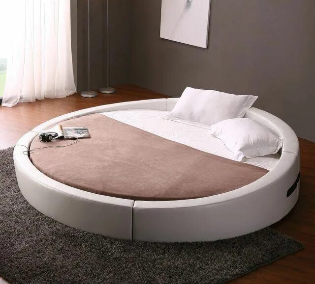 Овальные кровати фото Opus Modern Round Leather Bed Design
