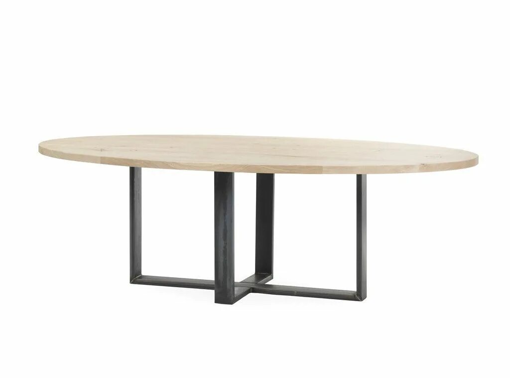 Овальный стол в стиле лофт Tafel QUATRO EIKEN OVAAL DUBBELE U-POOT ZWART Ovaler tisch, Tisch und Ral