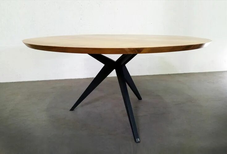 Овальный стол в стиле лофт Tables carrées sur mesure métal & bois massif Bois massif, Plateau bois, Table