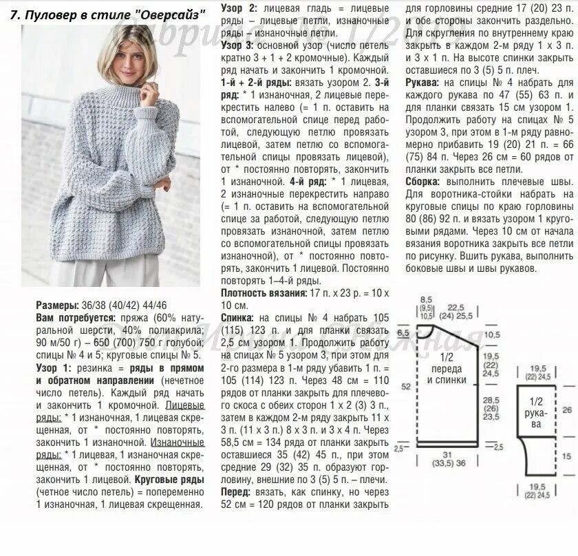 Оверсайз спицами с описанием и схемами Обсуждение на LiveInternet - Российский Сервис Онлайн-Дневников