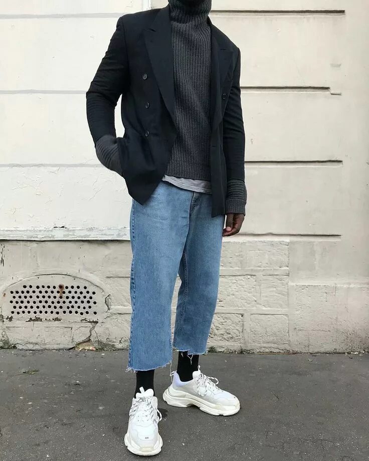 Оверсайз стиль мужской молодежный cropped jeans man look with balenciaga triple s Mens outfits, Urban fashion phot