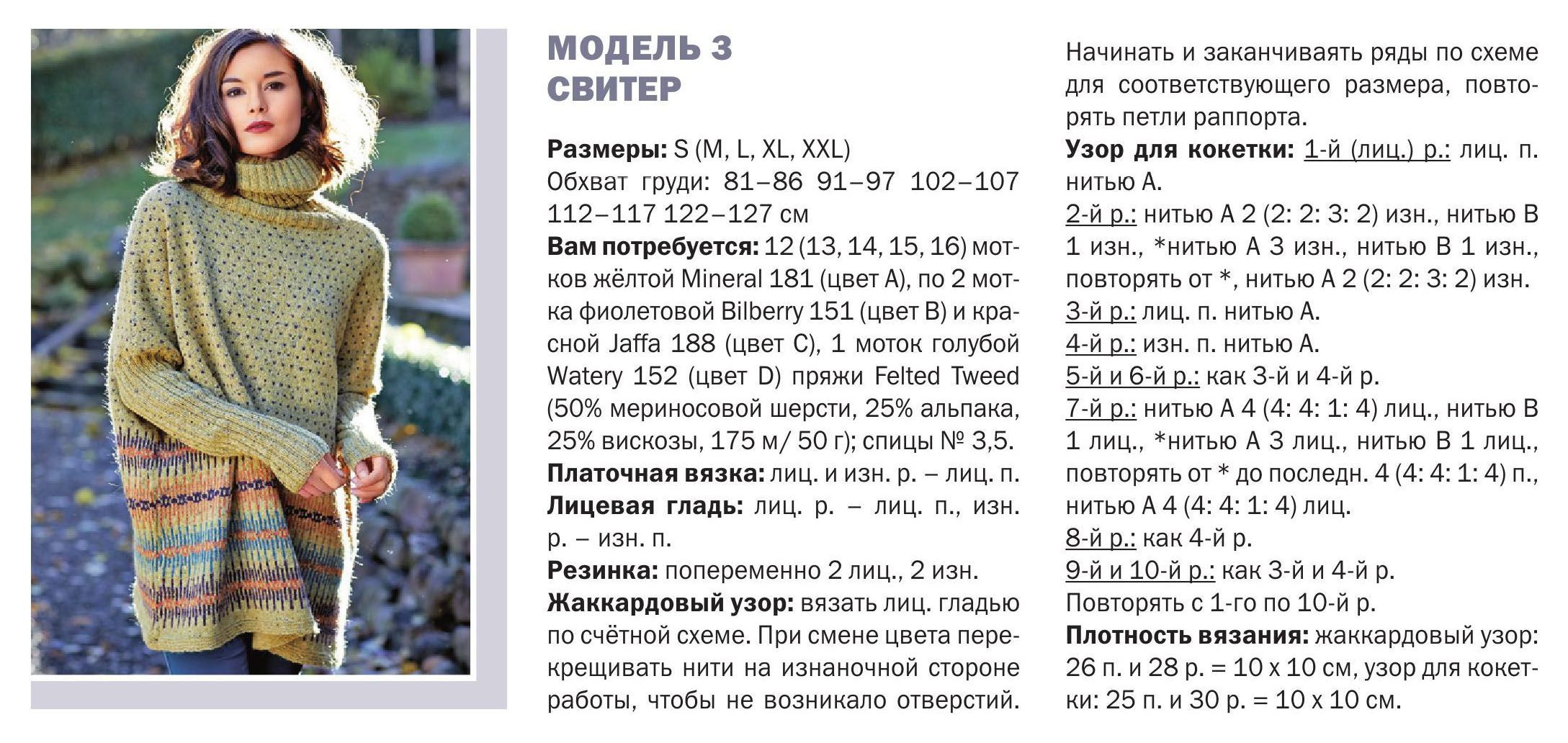 Оверсайз женский спицами схемы Свитер жаккардовым узором - Вязание спицами для женщин - Каталог файлов - Вязани