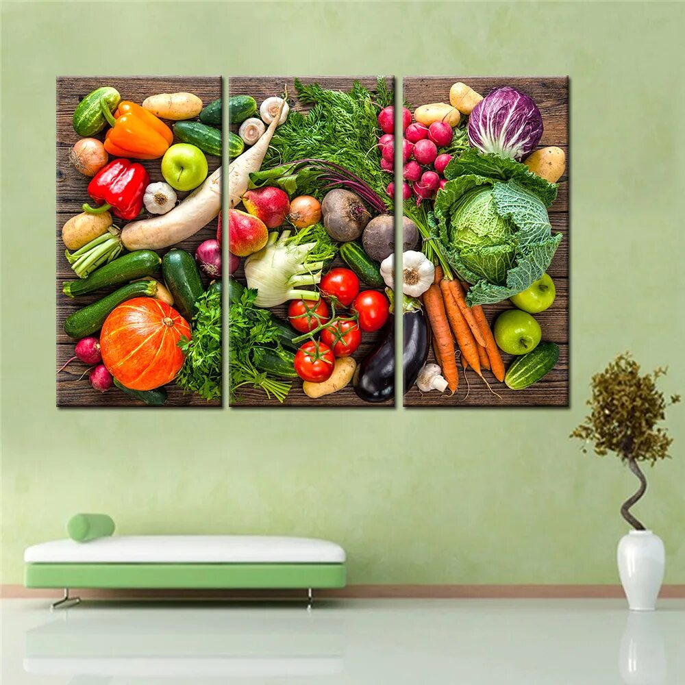 Овощи декор своими руками на кухню 3 Pieces Drop Shipping Still Life Vegetables Fruits Painting Canvas Art Wall mod