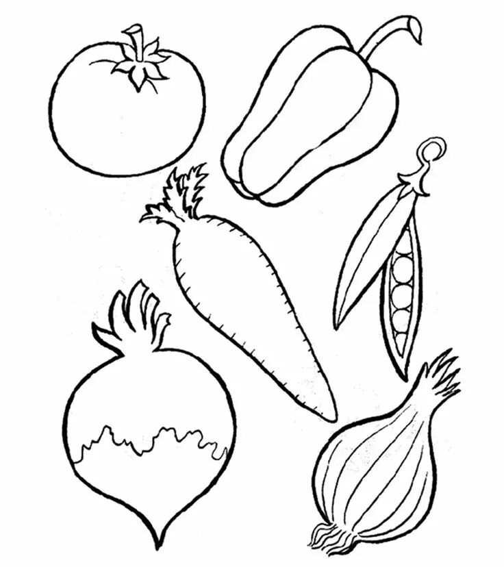 Овощи фото раскраска Fruits and Vegetables Coloring Pages - MomJunction Vegetable coloring pages, Fru