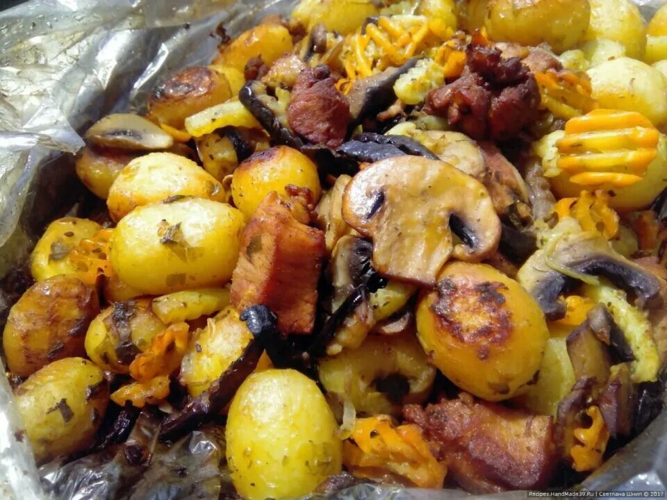 Овощи и грибы в духовке фото Картошка с грибами и мясом в духовке: 14 рецептов приготовления блюда под сыром 