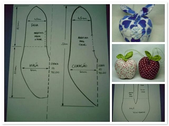 Овощи из ткани выкройки Coração e maçã - alfineteiros ou sachês Flickr - Photo Sharing! Sewing crafts, P