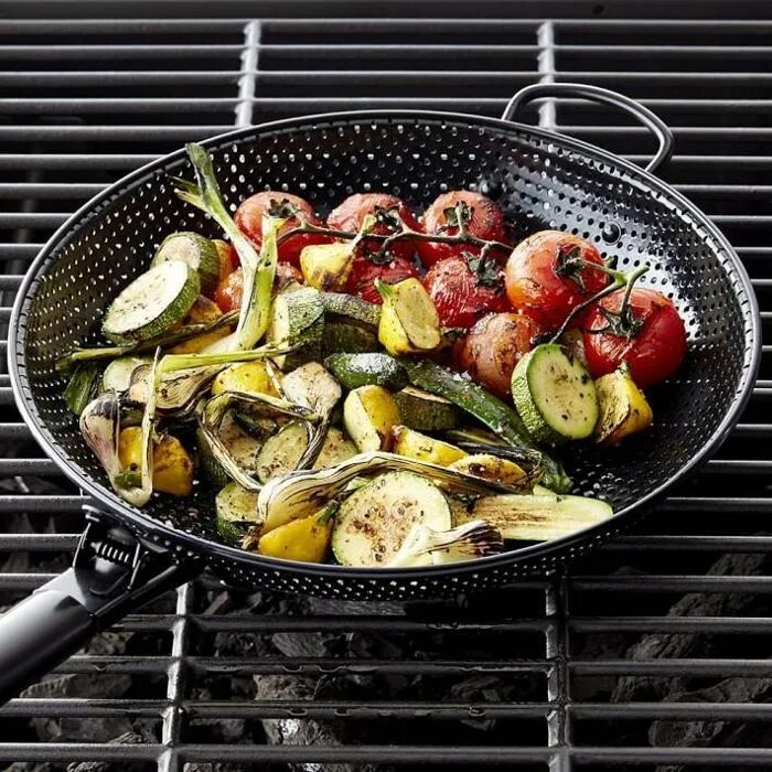 Овощи на сковороде гриль фото High-Heat Nonstick Steel Grill Fry Pan Grilled veggies, Cooking, Grill fries