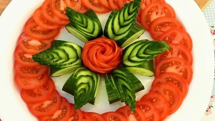 Овощи нарезка красиво фото пошагово Handmade Tomato Rose & Cucumber Decoration Food Decoration #Handmade #Cucumber #