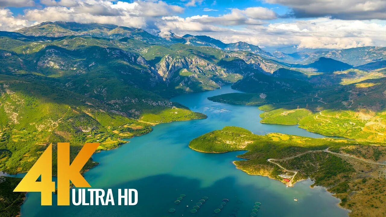 Озеро кома фото Albania Aerial 4K - Bird Eye View of Komani Lake - 4 HOUR Ambient Drone Film - Y