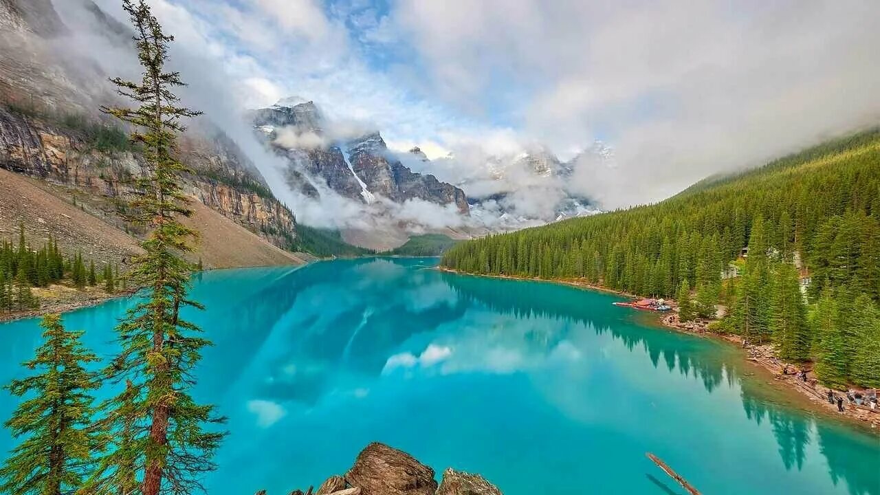Озеро морейн канада фото Картина на холсте 40x50 LinxOne "Скалы озера Moraine lake" интерьер для дома / д