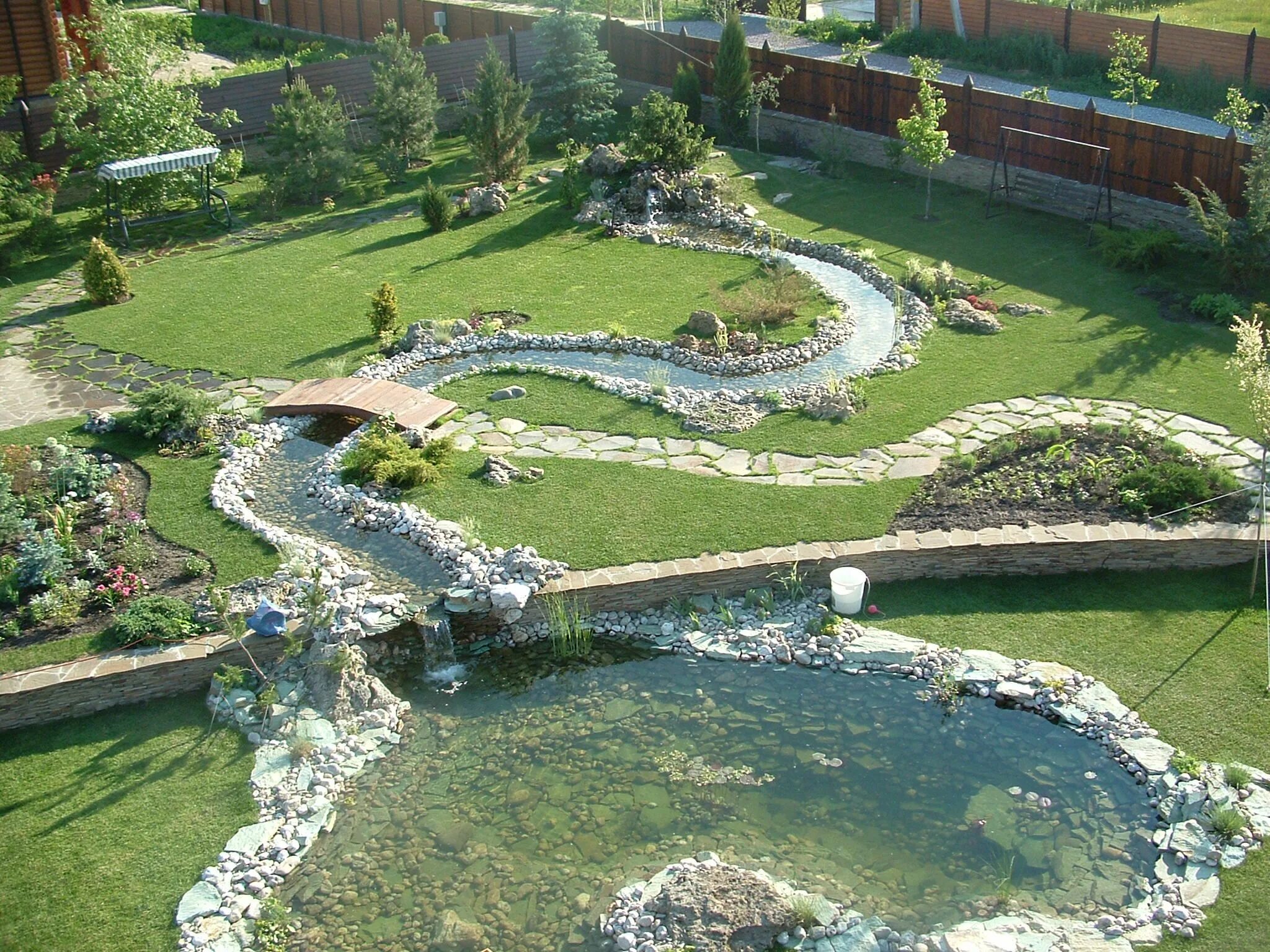 Озеро на участке фото Garden pond design, Pond design, Dream garden