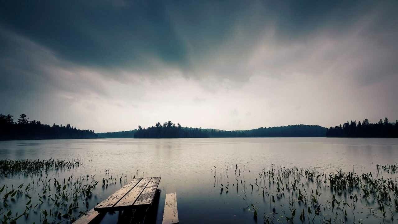 Озеро вечер фото Картина на холсте 40x60 LinxOne "Вечер озеро природа" интерьер для дома / декор 