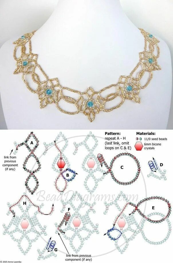 Ожерелье из бисера своими руками со схемами Karoliukai - craftIdea.org Jewelry patterns, Simple beaded necklaces, Beaded nec