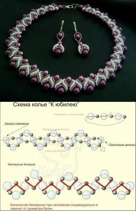 Ожерелье из бисера своими руками со схемами Письмо "Привет, Юлия! Не пропу Схема колье, Бисерные украшения, Ювелирные издели