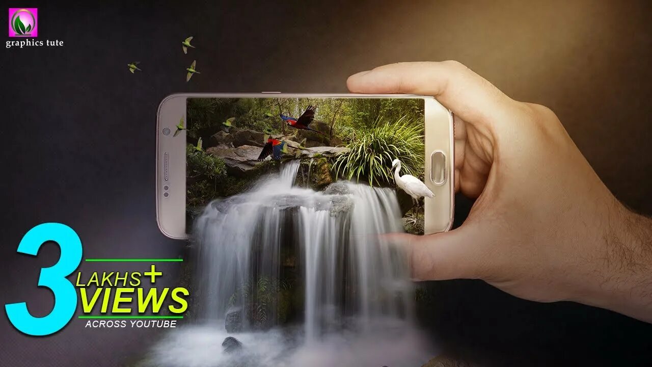Оживление фото самсунг 3D Waterfall On Mobile(3D Pop Out Effect) Photo Manipulation In Photoshop - Phot