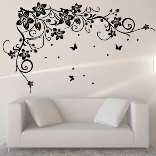 Озон декор на стену наклейки Butterfly Vine Flower Wall Stickers Vinyl Art Wall Decals Wall Graphics eBay