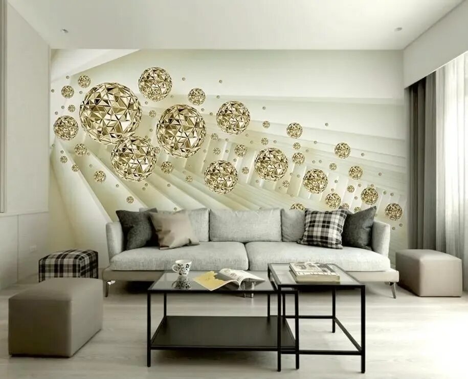 Озон декор на стену в гостиную Modern abstract 3d wall murals golden ball 3d mural wall paper home decoration 3