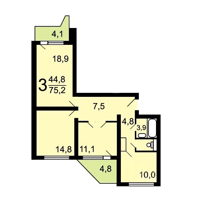 П 3 3 комнатная квартира планировка Продается трехкомнатная квартира в Москве 75 кв.м., метро Селигерская, Коровинск