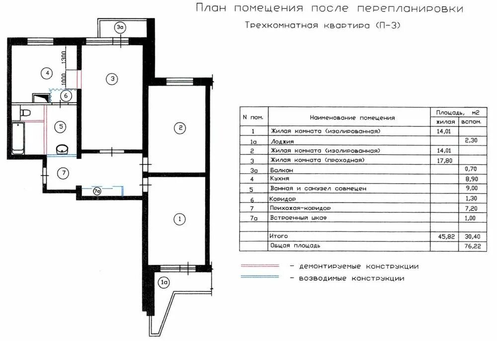 П 3 3 комнатная квартира планировка Перепланировка трехкомнатной квартиры серии П-3. Вариант № 4 Квартира, Интерьер