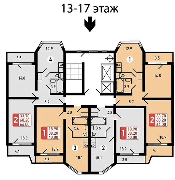 П 44 1 планировка квартир Где найти идеи для маленькой однушки(для кухни с эркером и комнаты) в 40 м2, без