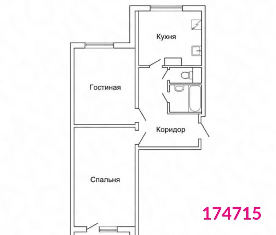 П 44 двухкомнатная квартира планировка Москва, 2-х комнатная квартира, ул. Амундсена д.17к2, 13149999 руб.