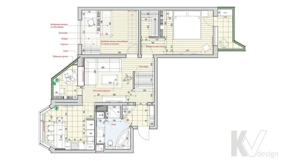 П 44 планировка фото Дизайн проект 3х комнатной квартиры п44т - Дом Мебели.ру