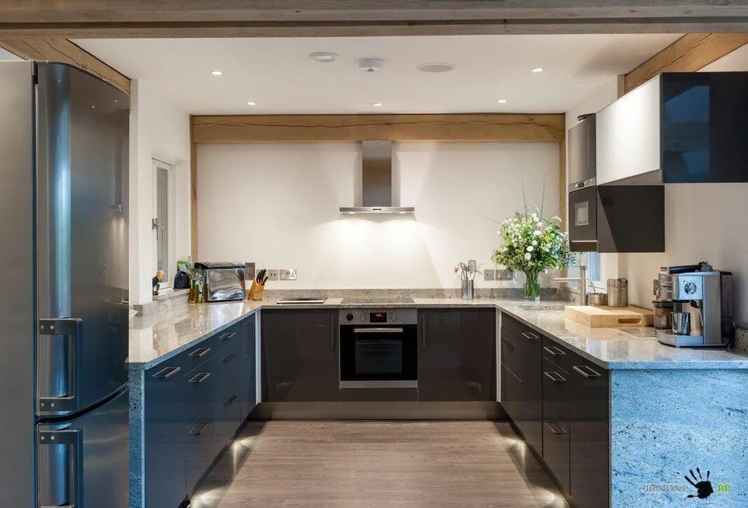 П образная кухня фото Картинки по запросу п-образный кухонный полуостров Small kitchen design layout, 