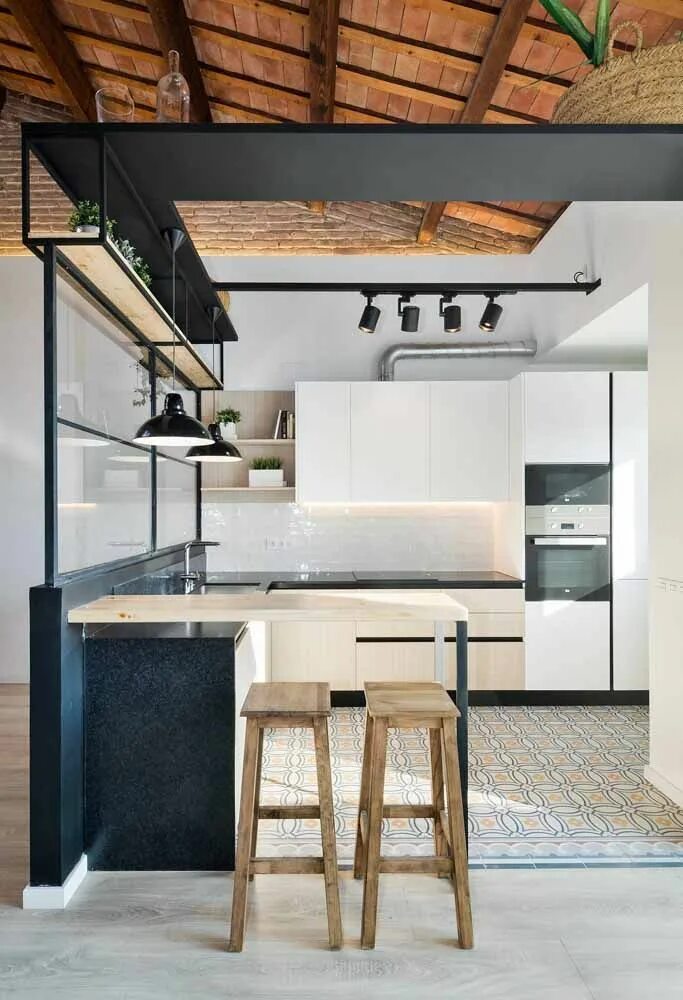 П образная кухня в стиле лофт Cozinha Branca: 70 Ideias Incríveis Com Fotos Inspiradoras Industrial kitchen de
