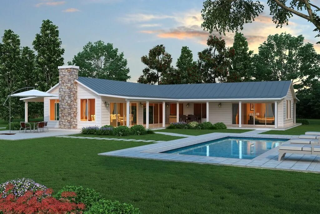 П образные дома проекты одноэтажных домов фото Ranch Style House Plan - 2 Beds 2.5 Baths 2507 Sq/Ft Plan #888-5 Plantas de casa
