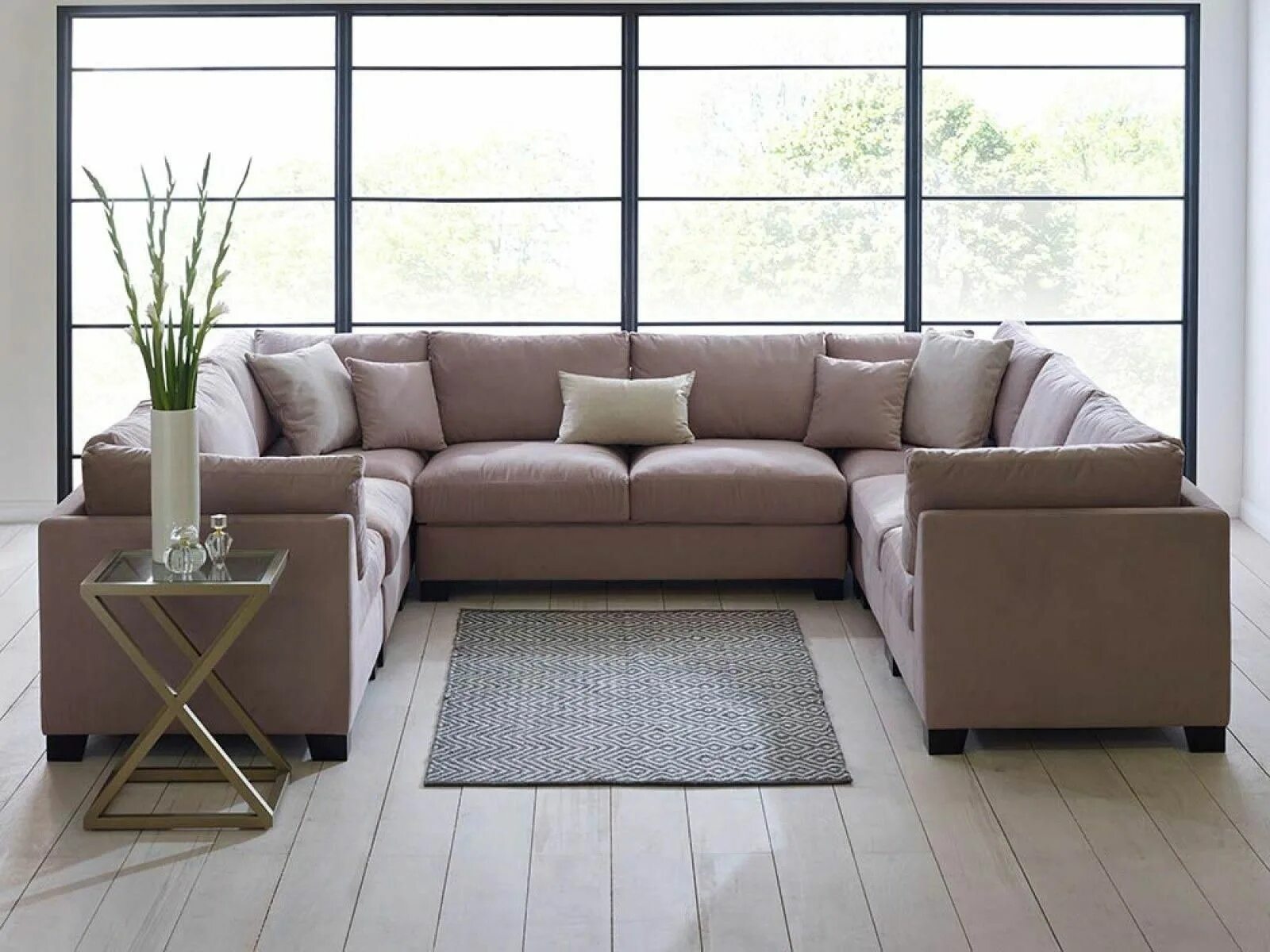 П образный диван в интерьере гостиной фото Sectional Sofa Double Chaise Sectional Sofas With Sleeper #furnitureklasik #furn