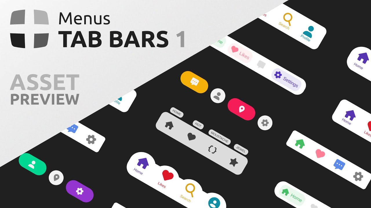 П высокий фото Menus - Tab Bars 1 - Doozy UI - Asset Preview - YouTube