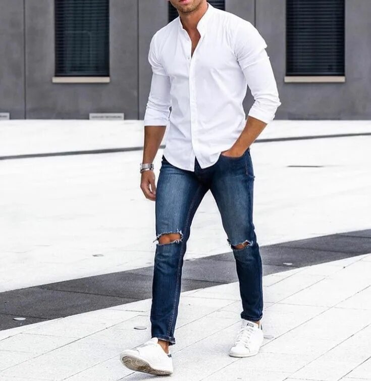 Парень в белых джинсах фото Pin by luiz alencar on Moda masculina Mens casual outfits, Mens street style, Me